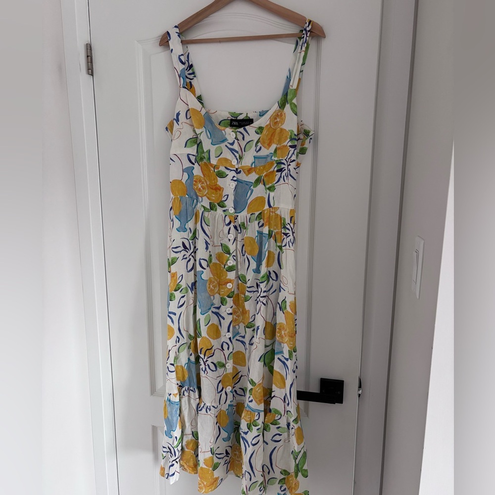 Lemon Print Midi Dress - Zara